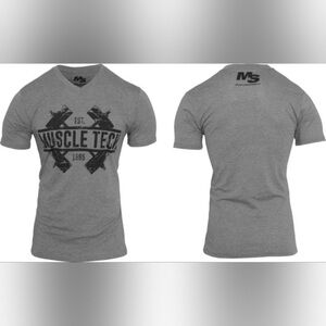 NOT Muscle Tech Gray W Neck T Shirt